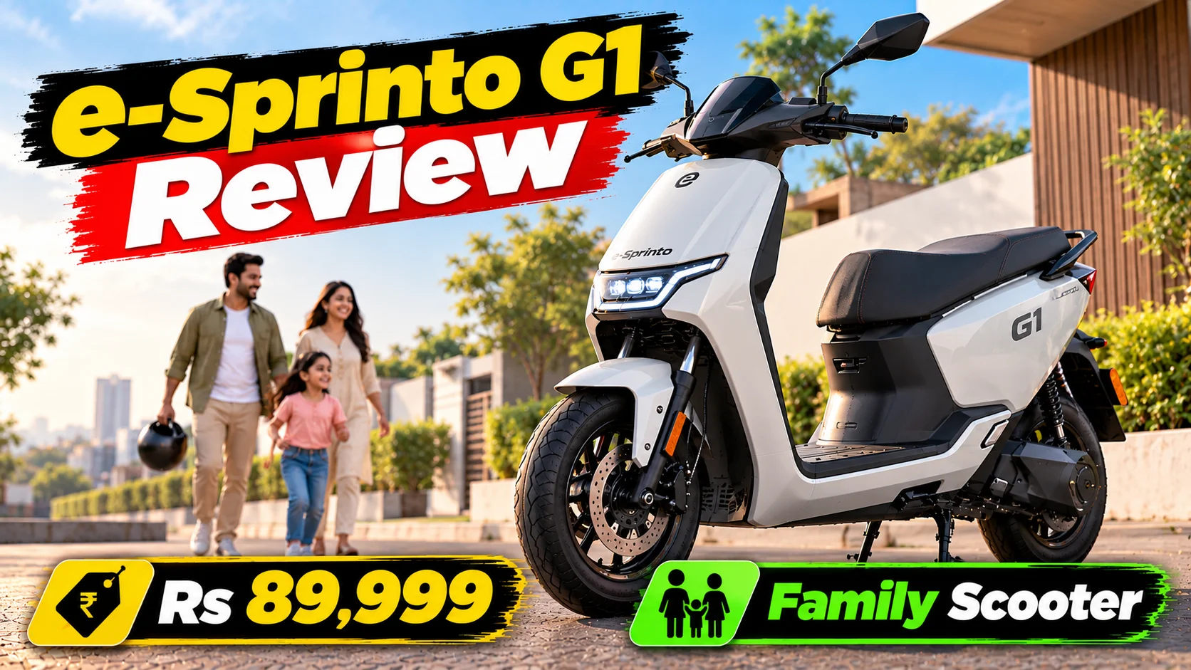e-Sprinto G1 Review — Rs 89,999 Mein Ek Family Electric Scooter