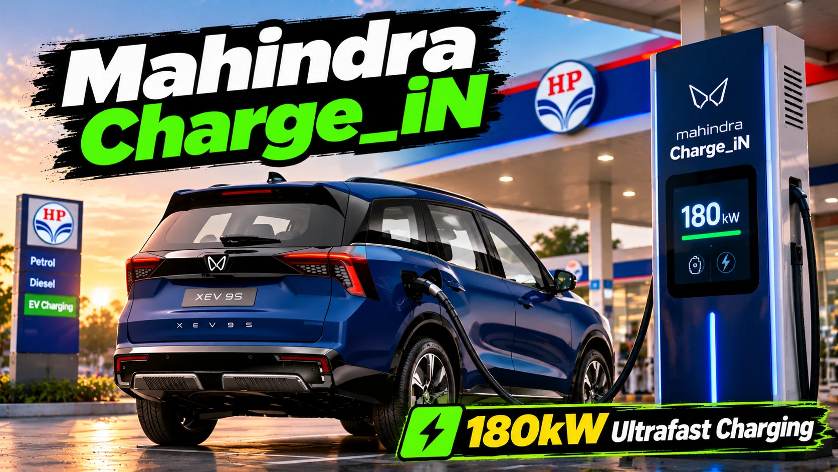 Mahindra Charge_iN — HPCL Petrol Pumps Pe Ab 180kW Ultrafast EV Charging, Network 50 Stations Tak Pahuncha