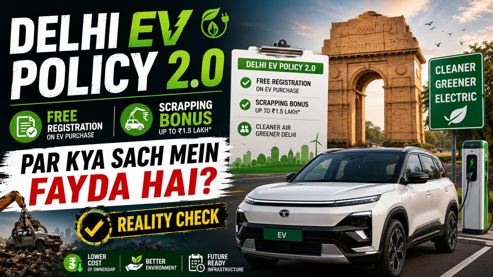 Delhi EV Policy 2.0 — Free Registration, Scrapping Bonus, Par Kya Sach Mein Fayda Hai? (Reality Check)