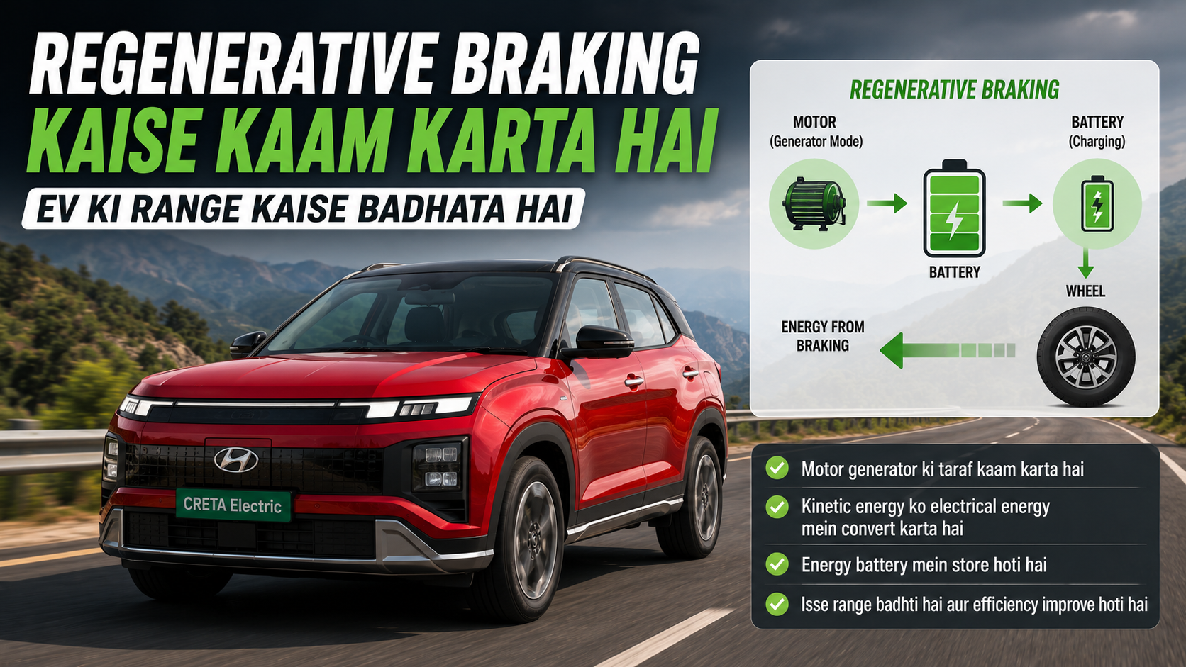 Regenerative Braking Kaise Kaam Karta Hai — EV Ki Range Kaise Badhata Hai