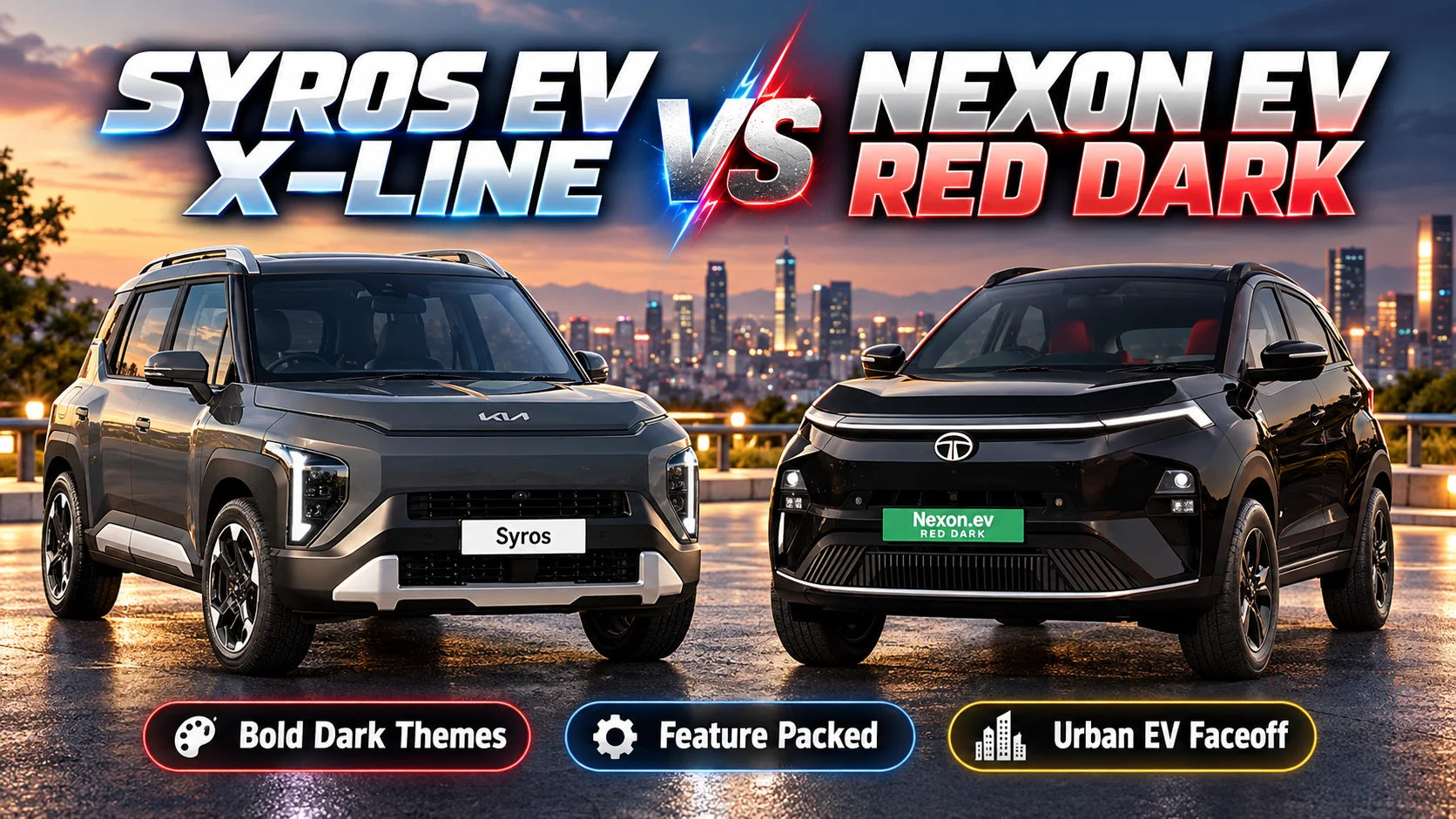 Kia Syros EV X-Line vs Tata Nexon EV Red Dark — Sub-Compact EV Ka Naya Mahasangram